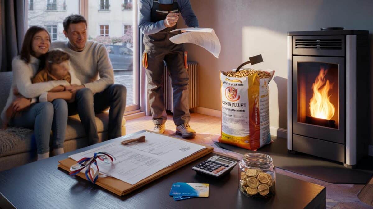 Are you burning €180 a month for 80 m² heating? €0-upfront pellet-stove trick French families use