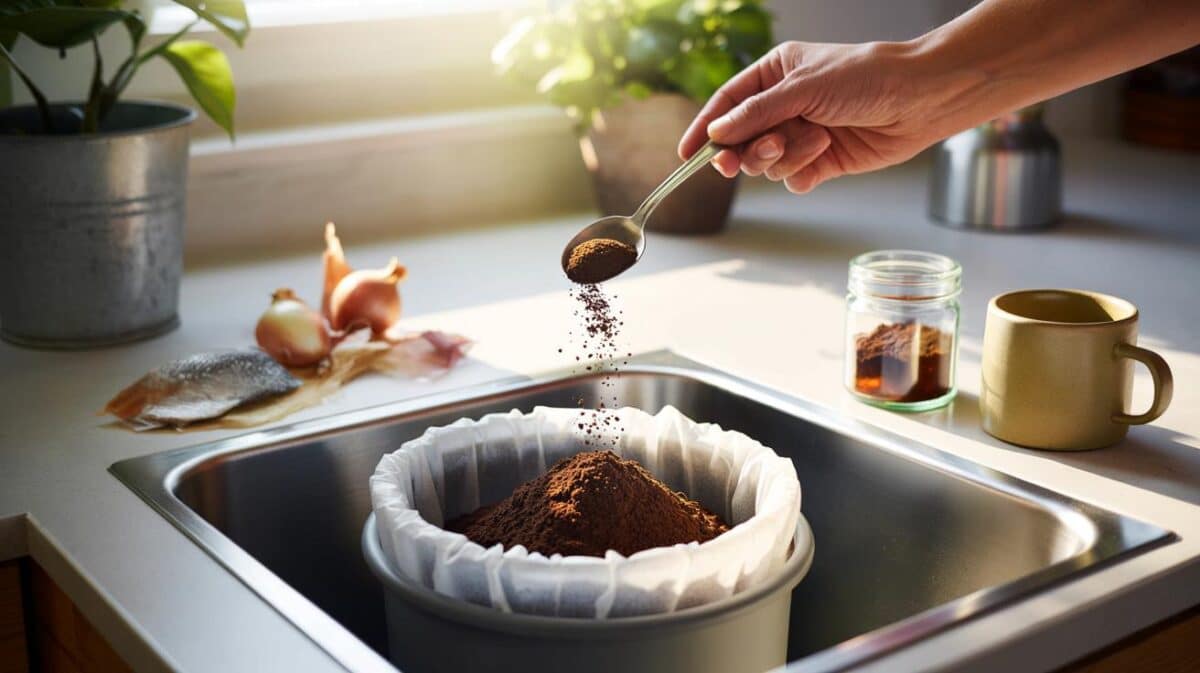Just one spoonful of coffee grounds in your bin – and kitchen smells are gone for good